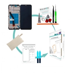 Kit de réparation avec bloc écran compatible (vitre tactile + LCD) pré-monté sur châssis pour Huawei Y6 (2019) photo 1