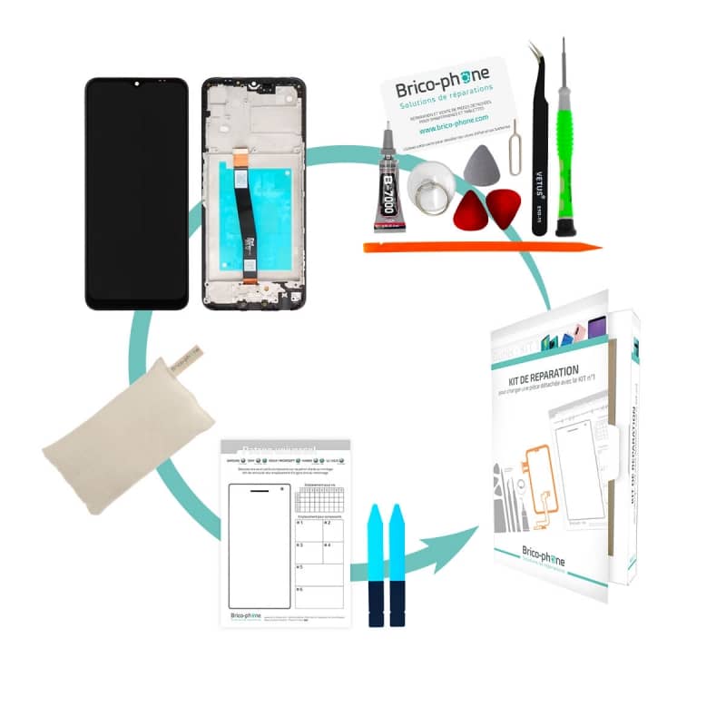 Kit de réparation avec bloc écran compatible pré-monté sur châssis pour Samsung Galaxy A22 5G photo 1