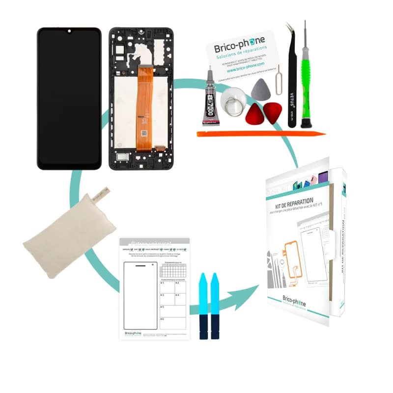 Kit de réparation avec bloc écran compatible pré-monté sur châssis pour Samsung Galaxy A32 5G photo 1