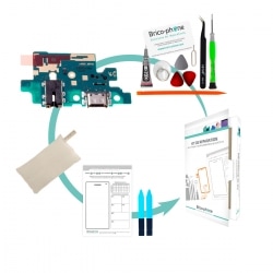 Kit de réparation avec connecteur de charge USB Type-C, prise Jack et micro pour Samsung Galaxy A40 photo 1