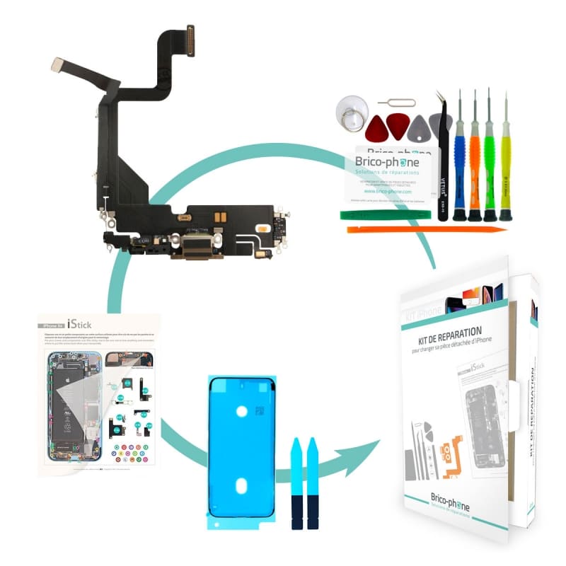 Kit de réparation avec connecteur de charge Lightning pour iPhone 13 Pro Or photo 1