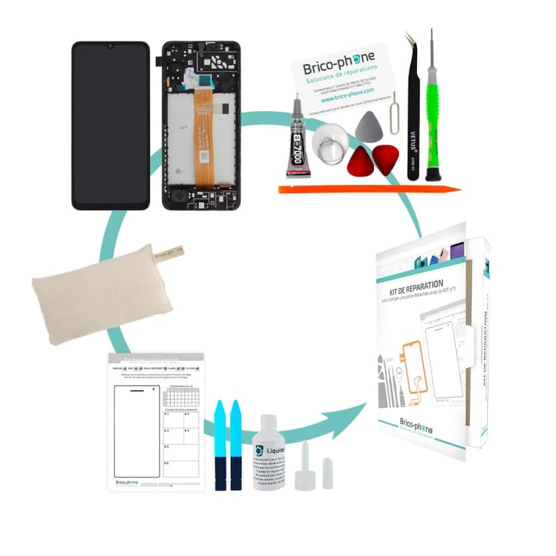 Kit de réparation avec bloc écran LCD pré-monté sur châssis pour Samsung Galaxy A04s noir_photo1