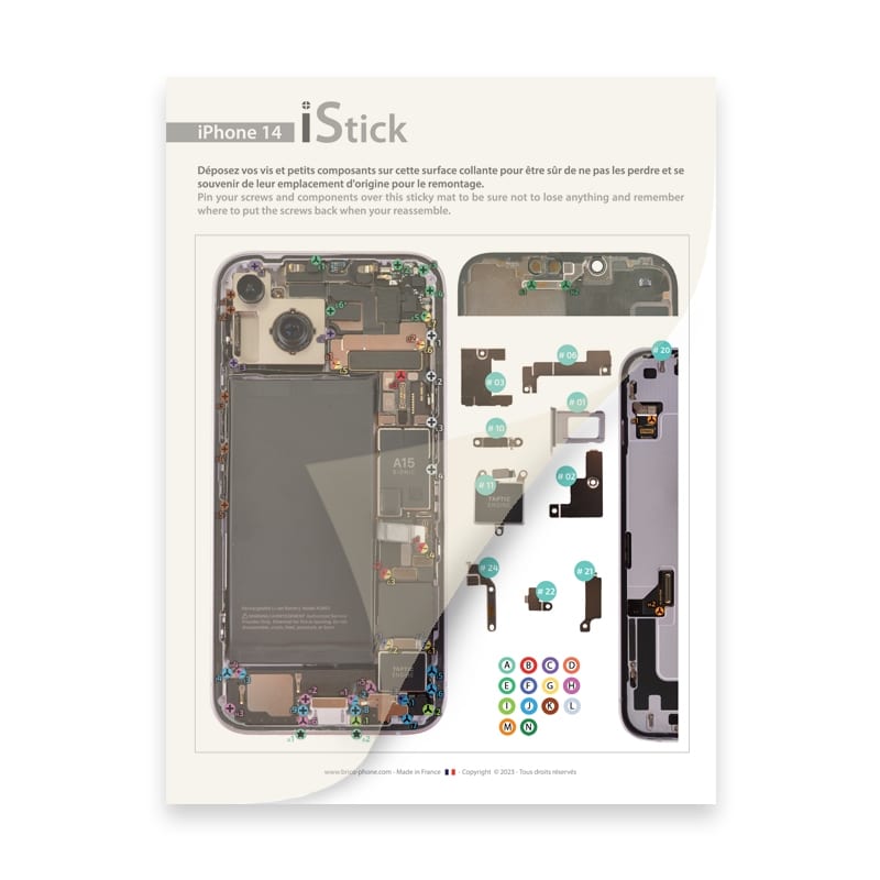 Patron adhésif d'aide au montage pas à pas pour iPhone 14_photo1