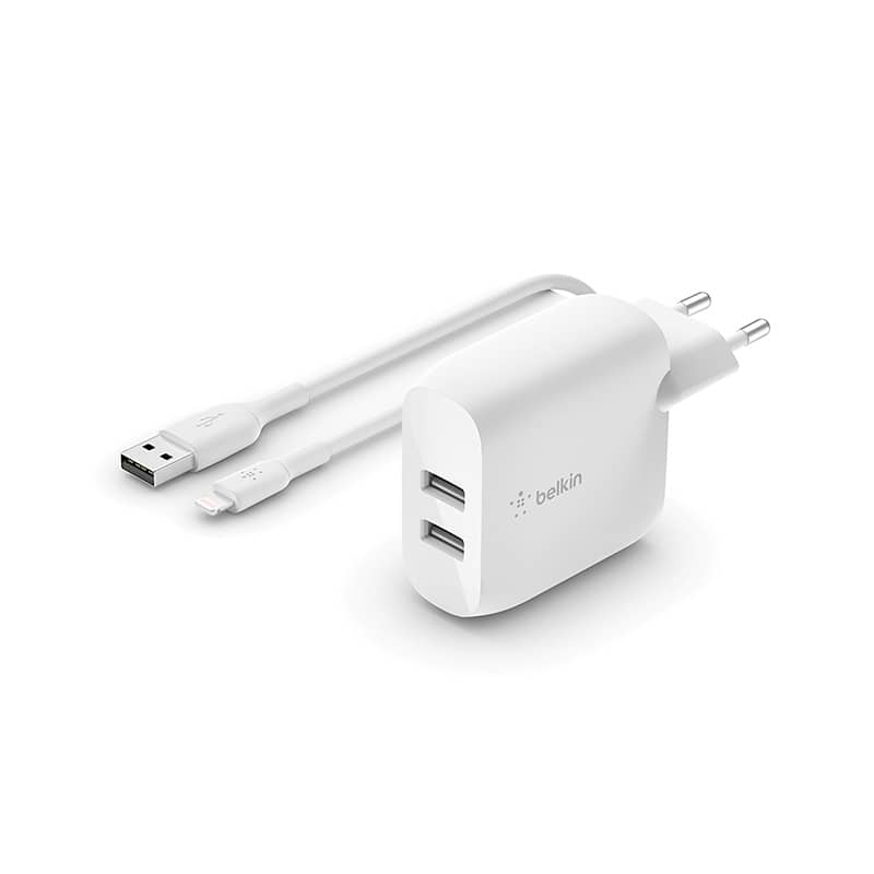 Chargeur BELKIN avec câble Lightning et 2 Ports USB (A+A) 24W photo 1