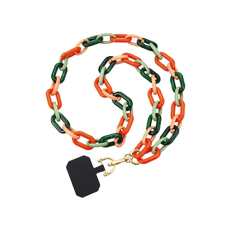 Tour de cou bijoux Multicolore vert et orange - Longueur 120cm photo 1