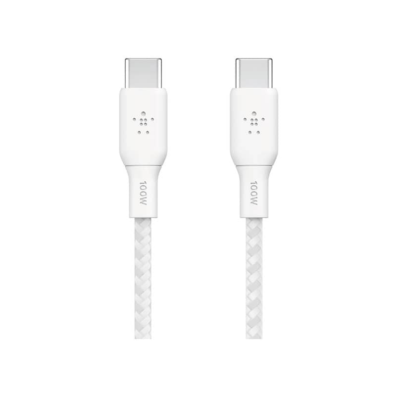 Câble blanc USB-C vers USB-C 100W tressé 2m BELKIN photo 1