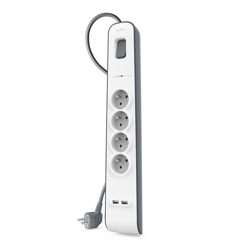 Multiprise BELKIN 4 prises avec 2 USB, protection contre les surtensions photo 1