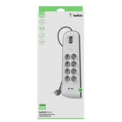 Multiprise BELKIN 8 prises avec 2 USB, protection contre les surtensions photo 3