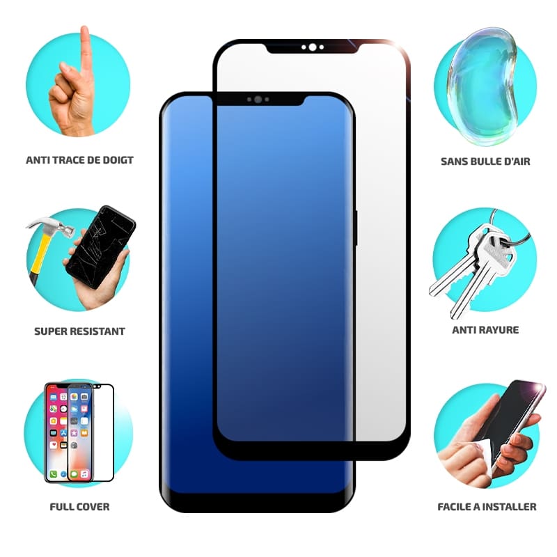 Verre trempé 5D Full Cover avec bordure noire pour iPhone XS Max/11 Pro Max photo 1