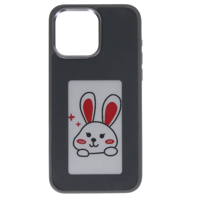 Coque photo noire personnalisable E-Ink pour iPhone 15_photo2