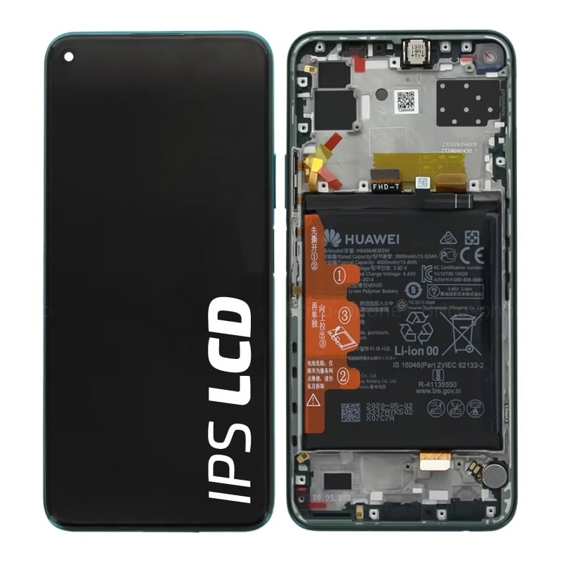 Bloc écran IPS LCD complet pré-monté sur châssis + batterie pour Huawei P40 lite 5G Vert_photo1