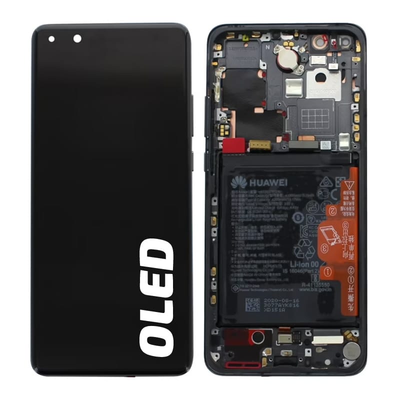 Bloc écran OLED complet pré-monté sur châssis + batterie pour Huawei P40 Pro Noir_photo1