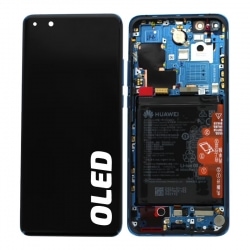 Bloc écran OLED complet pré-monté sur châssis + batterie pour Huawei P40 Pro Bleu_photo1