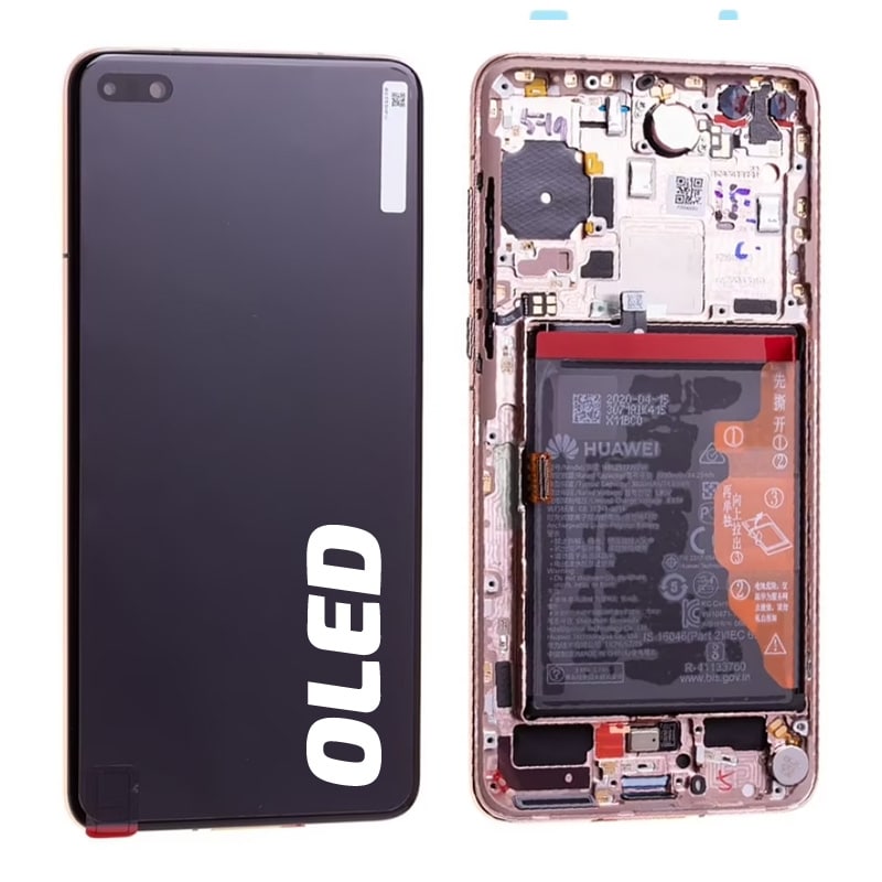 Bloc écran OLED complet pré-monté sur châssis + batterie pour Huawei P40 Or photo 2