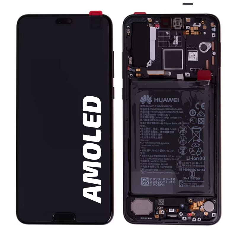 BLoc Ecran Noir COMPLET prémonté sur chassis + batterie pour Huawei P20 Pro Photo 1