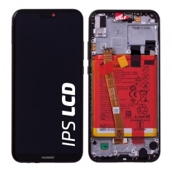 Bloc Ecran Noir COMPLET prémonté sur chassis + batterie pour Huawei P20 Lite Photo 1