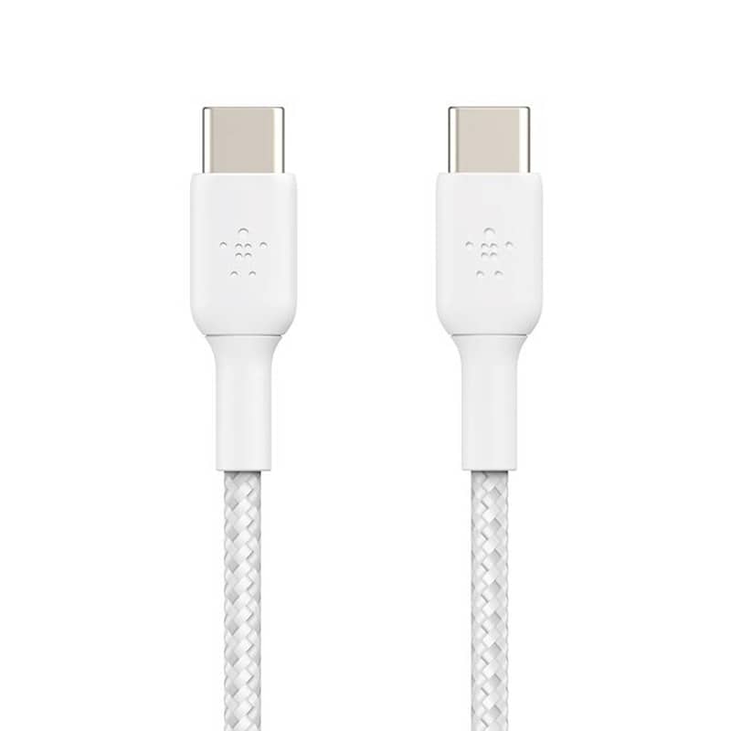 Câble tressé BELKIN USB-C vers USB-C 2 mètres blanc photo 1