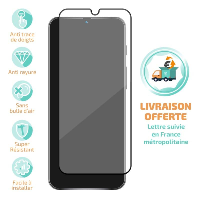 Verre trempé Samsung Galaxy S10e avec bordure noire