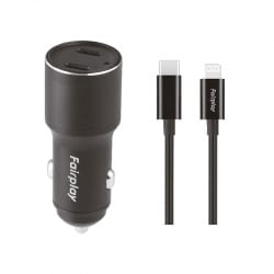 Pack chargeur voiture 60W avec câble lightning photo 1