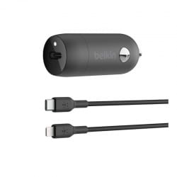 Chargeur voiture USB-C 30W avec câble Lightning 1m Noir Belkin photo 1