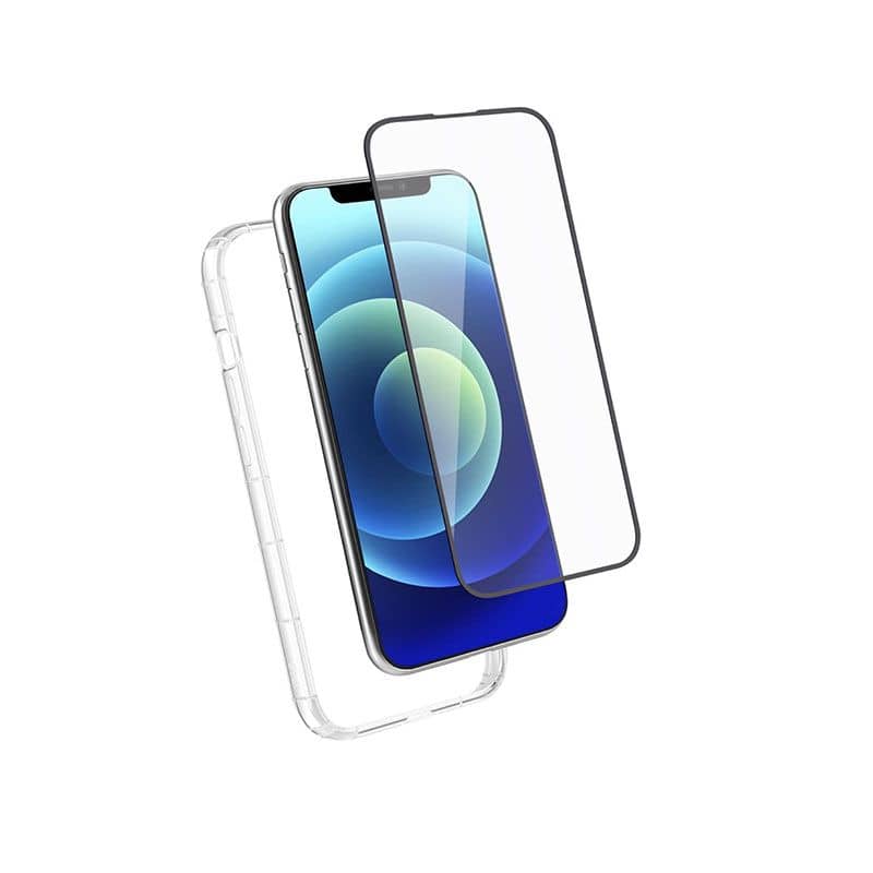 Pack avec coque silicone transparente et verre trempé pour iPhone 16