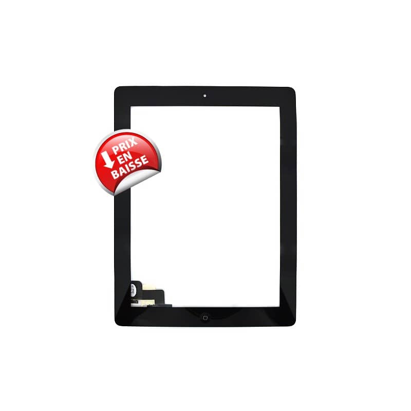 Vitre tactile noire prémontée avec sticker et bouton home pour IPad 2 qualité supérieure photo 2