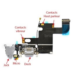 Connecteur de charge Gris avec jack et micro iPhone 6 photo 3