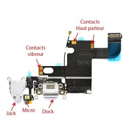 Connecteur de charge Blanc avec jack et micro iPhone 6 photo 4