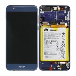 BLoc Ecran Bleu COMPLET prémonté sur chassis + batterie pour Huawei Honor 8