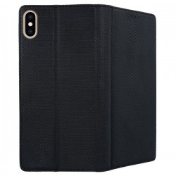 Housse portefeuille avec effet grainé Noir pour iPhone XS Max photo 1