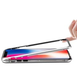 Coque transparente avec bumper magnétique Argent pour iPhone X et XS Photo 3