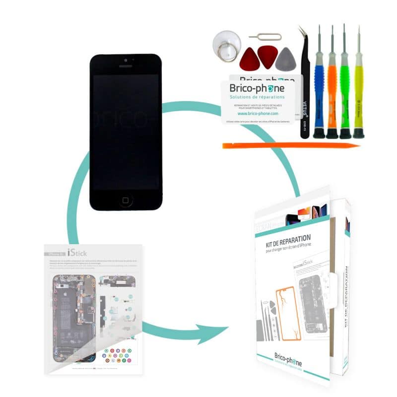 Kit de réparation Brico-phone avec écran NOIR iPhone 5 RAPPORT QUALITE / PRIX  pré-assemblé