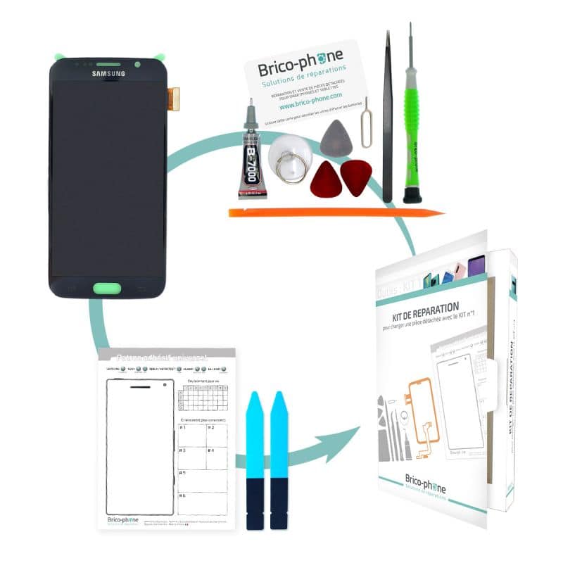 Kit de remplacement Ecran complet NOIR Samsung Galaxy S6