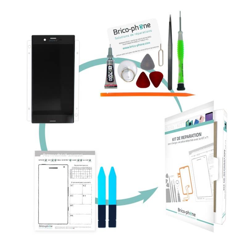 Kit pour remplacer l'écran Noir (vitre et LCD) Sony Xperia XZ / XZ Dual