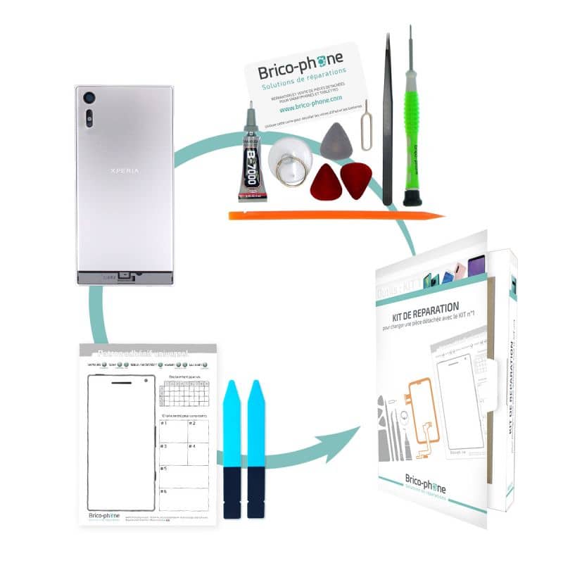 Kit pour remplacer la vitre arrière Silver Sony Xperia XZ / XZ Dual