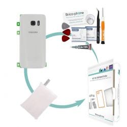 Kit de remplacement Vitre arrière BLANCHE Samsung Galaxy S7