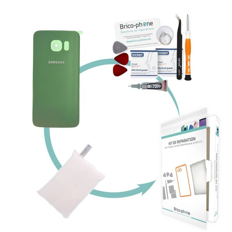 Kit de remplacement Vitre arrière GREEN Samsung Galaxy S6 Edge