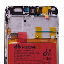 Ecran Noir COMPLET prémonté sur châssis + batterie pour Huawei P Smart Détail haut