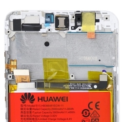 Ecran Blanc COMPLET prémonté sur châssis + batterie pour Huawei P Smart Détail haut