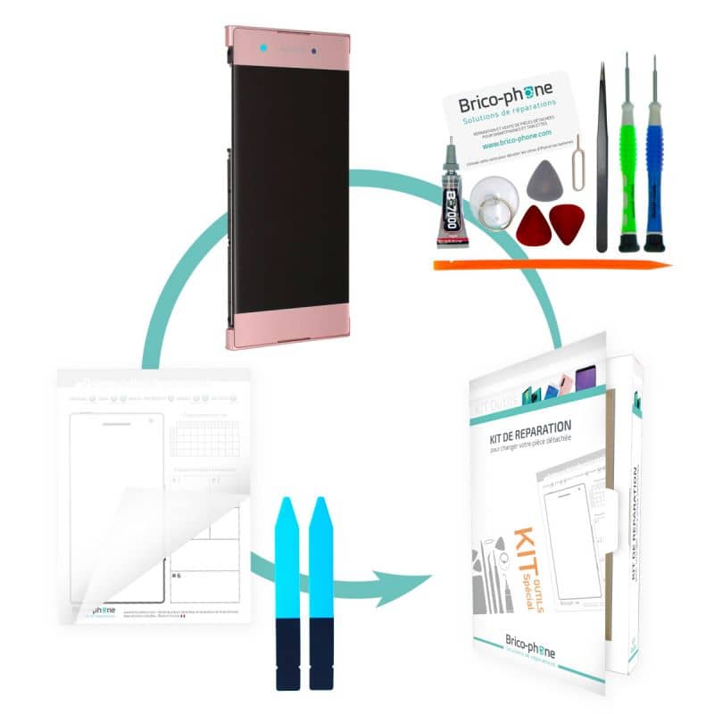 Kit de réparation Ecran complet Rose sur châssis Sony Xperia XA1 / XA1 Dual