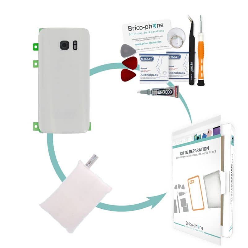 Kit de réparation Vitre arrière Blanche compatible Samsung Galaxy S7