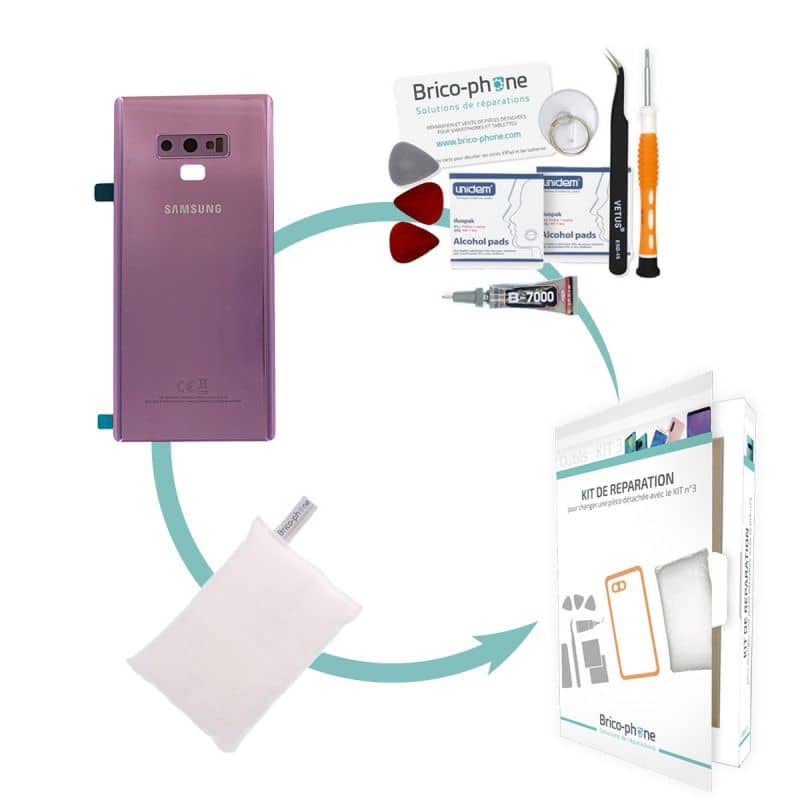 Kit de réparation Vitre arrière Mauve Orchidée Samsung Galaxy Note 9