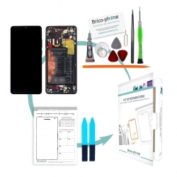 Kit de réparation Bloc Ecran Noir COMPLET pré-monté sur châssis + batterie pour Huawei P30 Pro