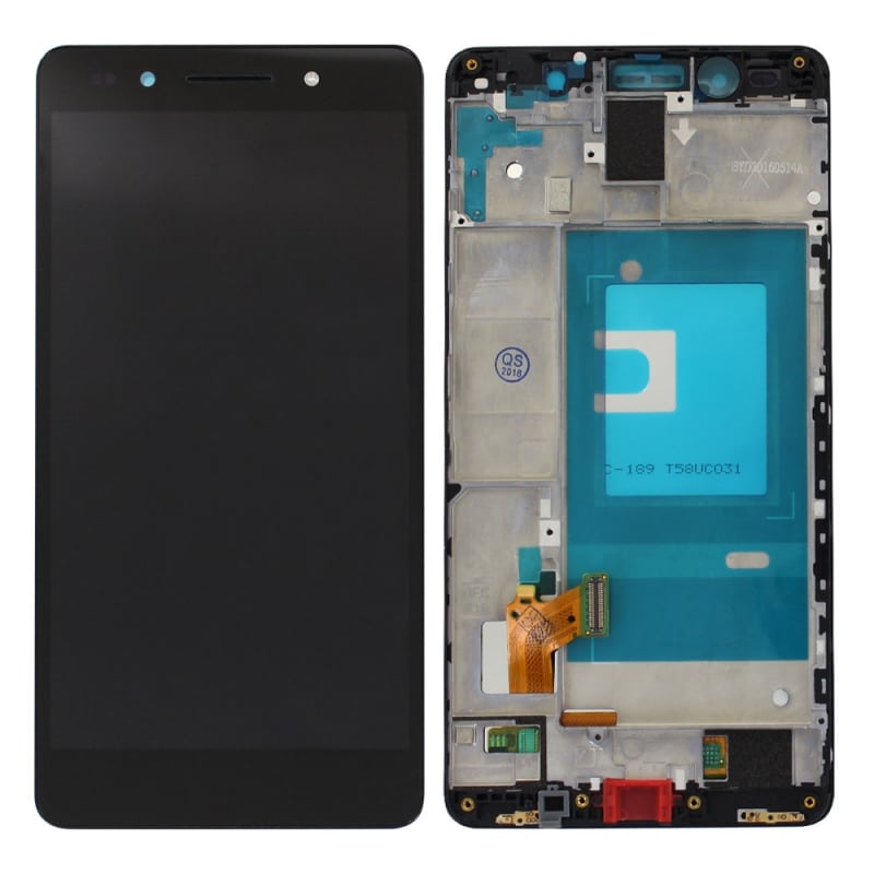 Ecran Noir COMPLET (vitre + LCD) prémontés sur chassis pour Honor 7