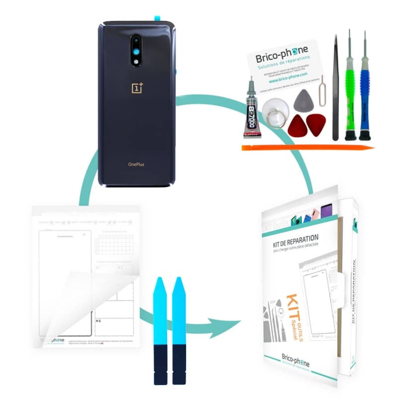 Kit de remplacement Vitre arrière Noire pour OnePlus 7