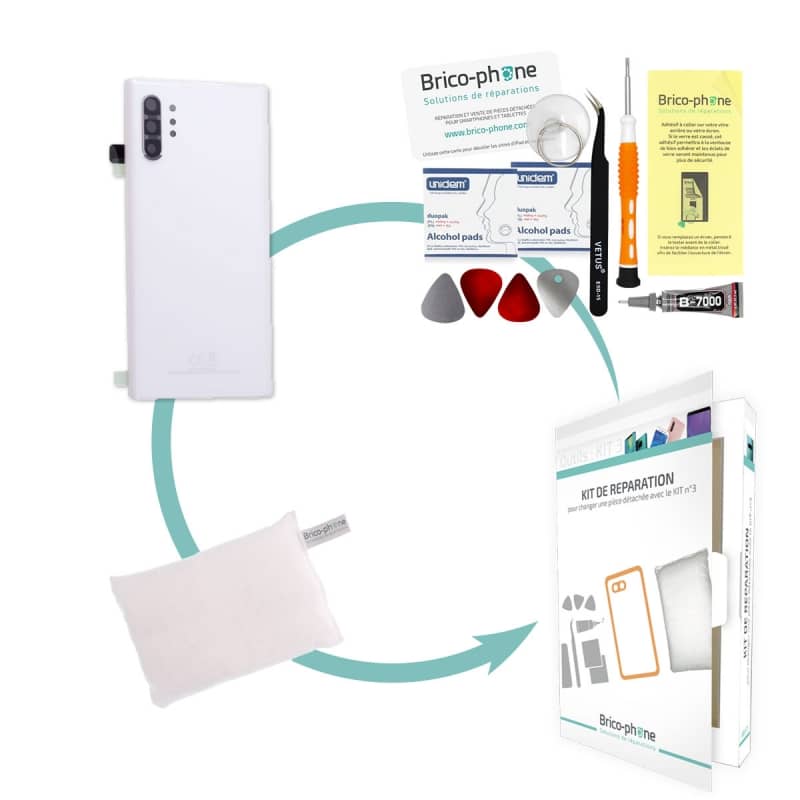 Kit de remplacement de vitre arrière pour Samsung Galaxy Note 10+ Blanc