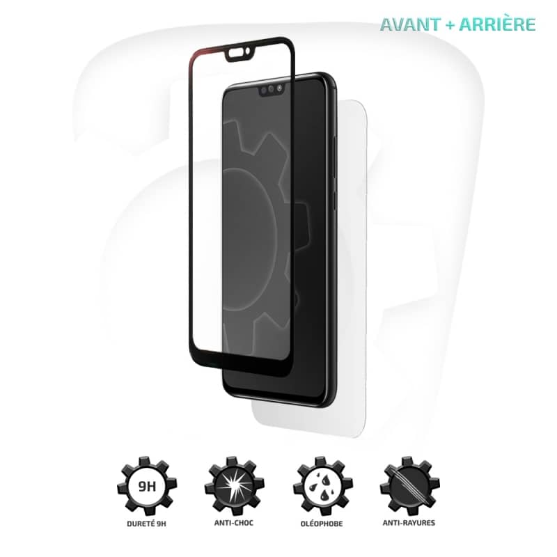 Verre Trempé Avant + Arrière pour iPhone X - Bordure Noire