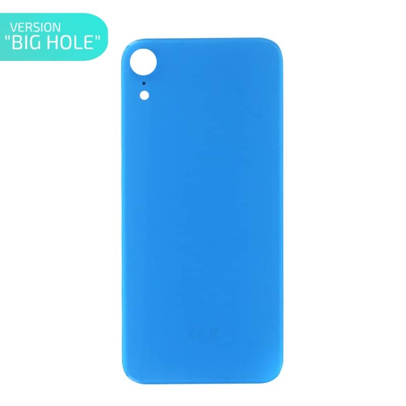 Vitre arrière pour iPhone XR Bleu - Version BIG HOLE