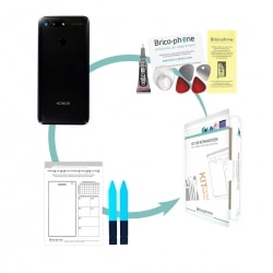 Kit de remplacement Vitre arrière Noire et lecteur d'empreintes pour Huawei Honor View 20