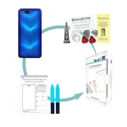 Kit de remplacement Vitre arrière Phantom Blue et lecteur d'empreintes pour Huawei Honor View 20